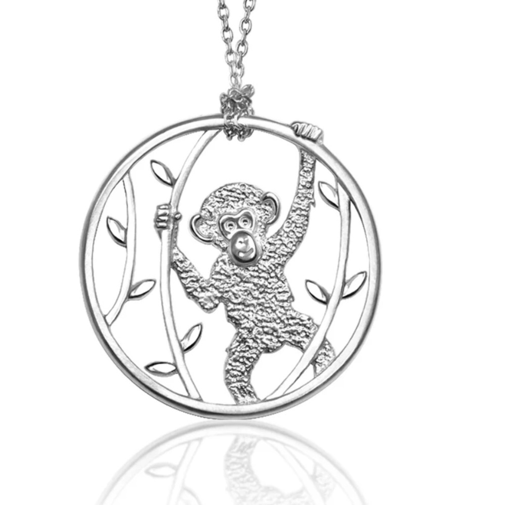 ALEX WOO - STERLING SILVER CHIMPANZEE PENDANT NECKLACE